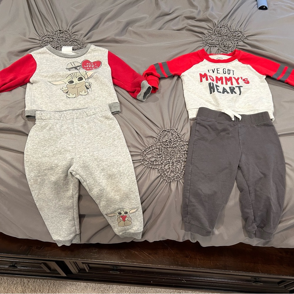 2 Toddler boy Valentine’s Day matching sets, size 18months